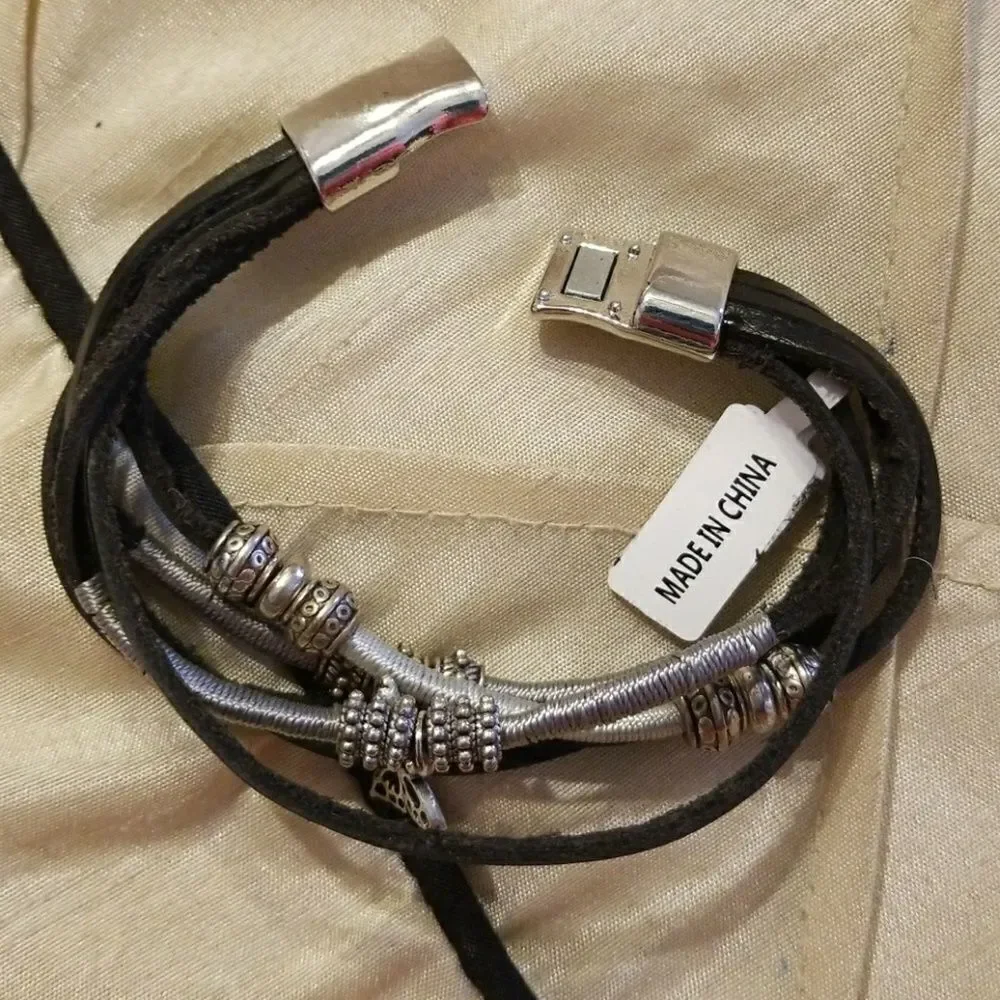 NWT leather/suede wrap charm bracelet